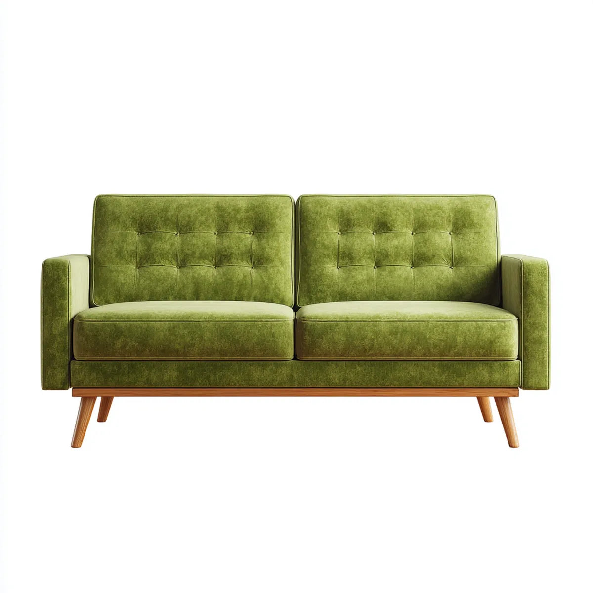 Sofa, 2 fotela prosta sofa oliwkowa zielona 150 x 80 x 85 cm poliester aksamitny prostokątna kształt