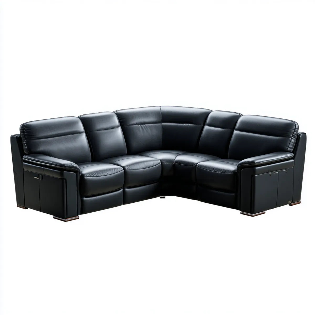 Sofa, 6 fotela czarna sofa ze skóry syntetycznej PU w 285 x 225 x 102 cm