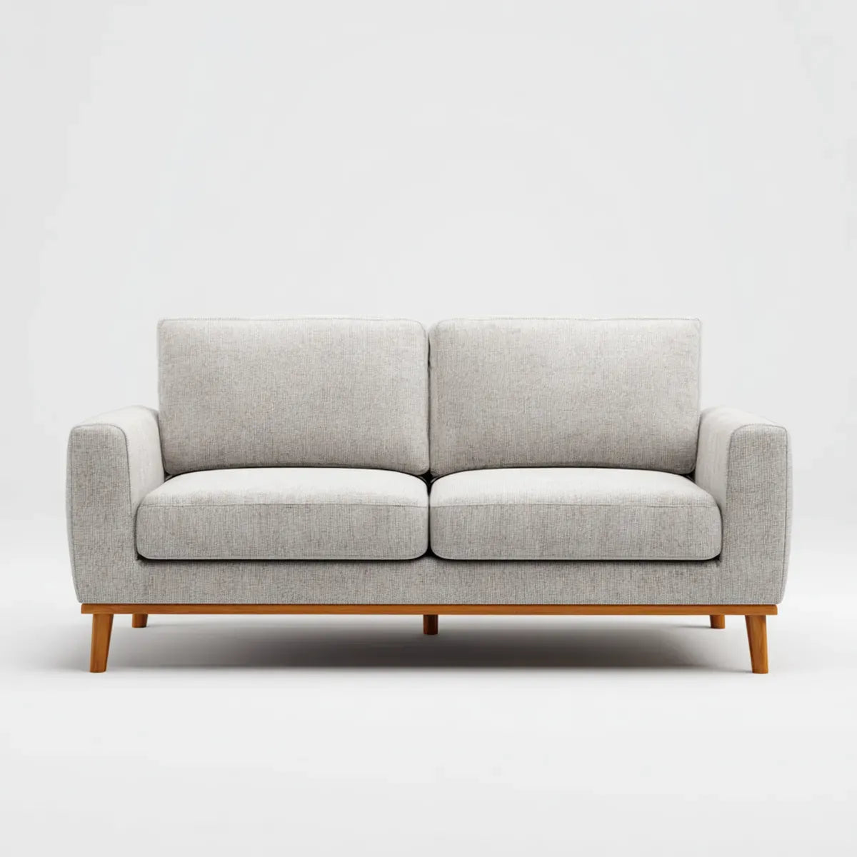 Sofa, 2 fotela sofa jasnoszara 160 x 85 x 82 cm poliester o prostym kształcie litych łap z drewna