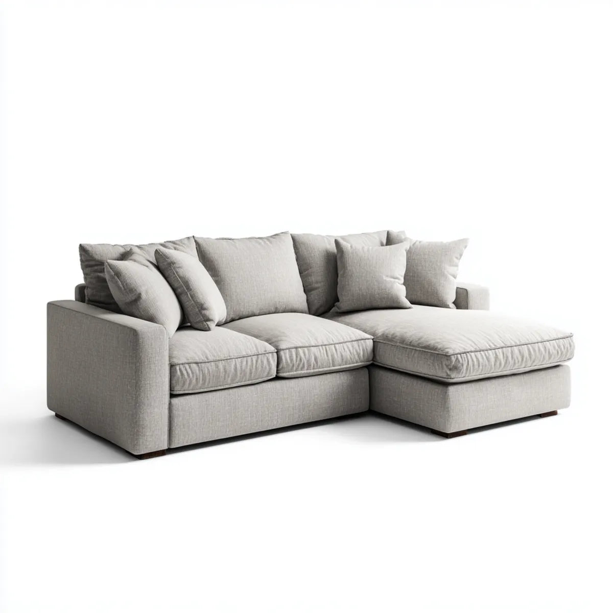 Sofa, 3 fotela jasnoszara sofa 250 x 165 x 85 cm w kształcie poliestru L