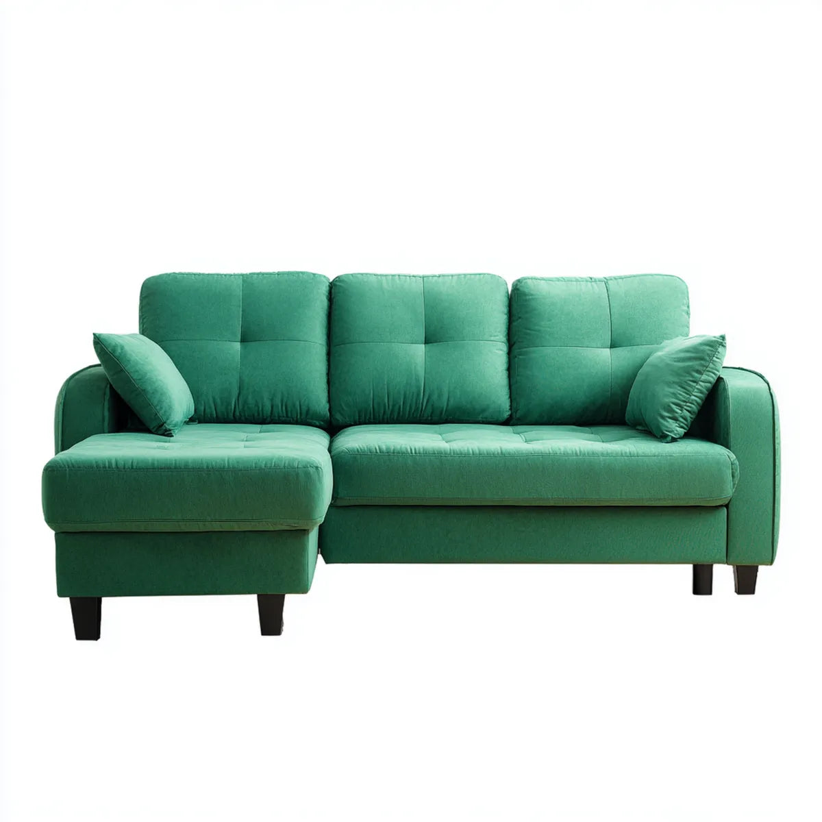 Sofa, 3 zielony poliester aksamit sofa lewy róg 220 x 140 x 85 cm