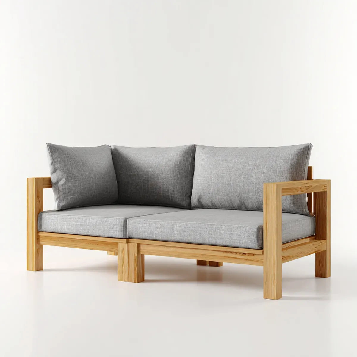 Sofa ogrodowa, Tapczan ogrodowy 2 miejsca szary z bambusową strukturą 150 x 80 x 75 cm prostokątna