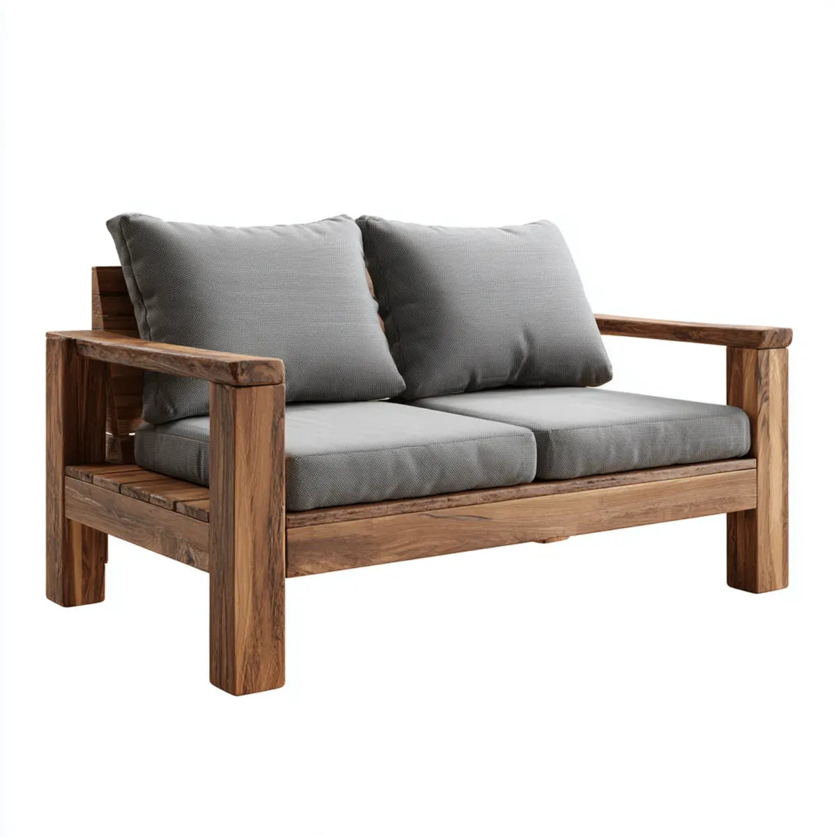 Sofa ogrodowa, Tapczan ogrodowy 2 miejsca szary w litym akacji drewna 140 x 80 x 75 cm prostokątna