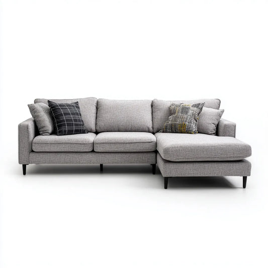 Sofa, Szara kanapa z narożnikiem w 280 x 160 x 85 cm poliester ze stalowych nóg
