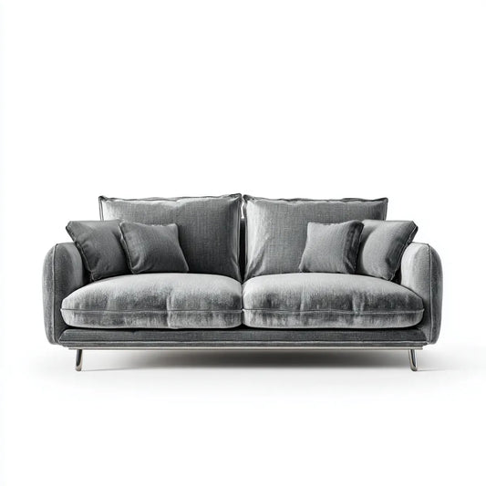 Sofa, 3 fotela szara antracyt w prostokątnym poliestrowym aksamicie 220 x 92 x 85 cm