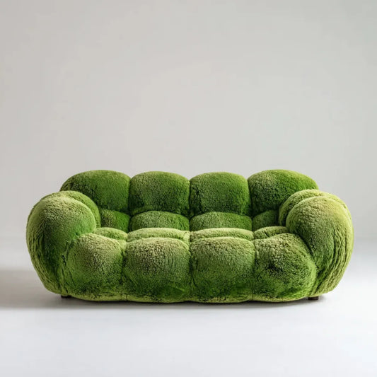 Sofa, Zielona sofa w zaokrąglonym kształcie poliestru 180 x 95 x 78 cm