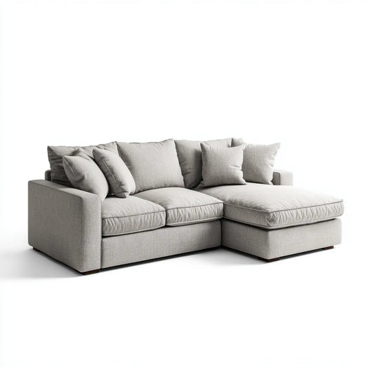 Sofa, 3 fotela jasnoszara sofa 250 x 165 x 85 cm w kształcie poliestru L