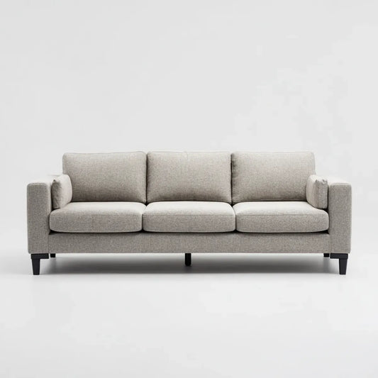 Sofa, 3 fotela szara 210 x 90 x 85 cm poliestrowe szkło proste