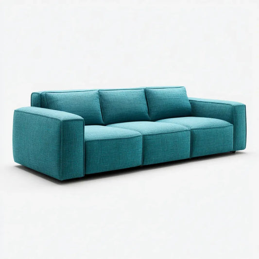 Sofa, Prawy sofa 3 kwadratowy turkusowy w prostokątnym poliestrze 230 x 95 x 78 cm