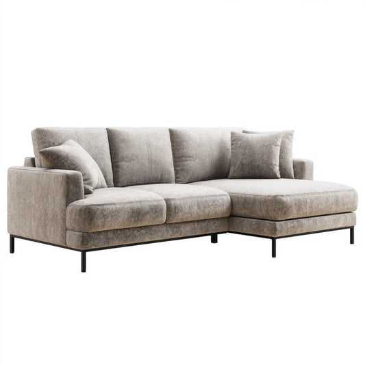 Sofa, Kanapa narożna z rekamierem w prawo Taupe 270 x 165 x 85 cm poliestrowy aksamit w kształcie L